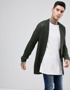 Фактурный кардиган цвета хаки крупной вязки ASOS - Зеленый