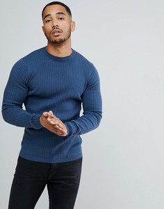 Обтягивающий джемпер в рубчик New Look - Синий