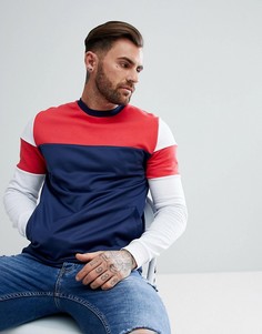 Свитшот колор блок со вставками ASOS - Темно-синий