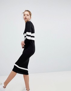 Свободное платье-джемпер с полосками в спортивном стиле Daisy Street - Черный