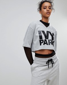 Серый кроп-топ с логотипом Ivy Park - Белый