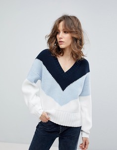 Трикотажный джемпер колор блок Selected - Мульти