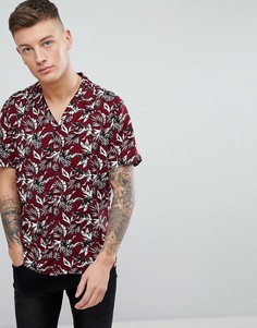 Бордовая рубашка с принтом листьев New Look - Красный
