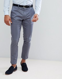 Синие сатиновые строгие брюки зауженного кроя с ремнем Burton Menswear - Синий