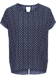 Блузка в горошек с коротким рукавом (темно-синий/белый в горошек) Bonprix