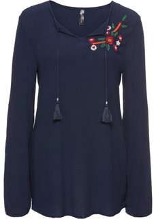 Блузка с вышивкой (темно-синий) Bonprix