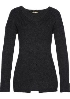 Пуловер с узором косичка (антрацитовый меланж) Bonprix