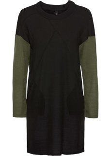 Вязаное платье (оливковый/черный) Bonprix