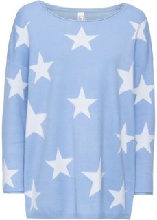 Вязаный пуловер (синий жемчуг/белый) Bonprix