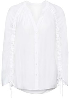 Блузка с драпировками на рукавах (белый) Bonprix