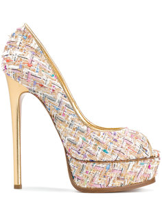 твидовые туфли на платформе  Casadei