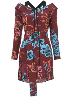Off The Shoulder Belted Dress With Pleated Hem Derek Lam 10 Crosby