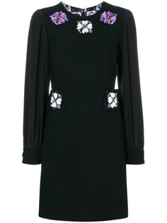 короткое платье с длинными рукавами с украшением из бусин Emilio Pucci