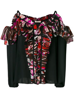 блузка с открытыми плечами с рюшами Emilio Pucci