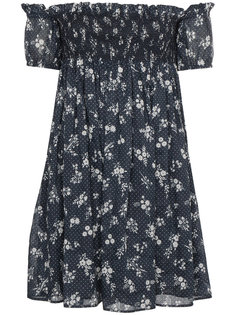 shirred floral bardot dress Miu Miu