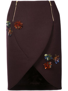 юбка с цветочной вышивкой Delpozo