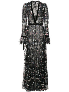 long sleeve embroidered dress Monique Lhuillier