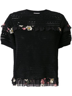 вязаный топ с оборками с цветочным принтом Red Valentino