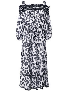 платье-макси с открытыми плечами и леопардовым принтом Boutique Moschino