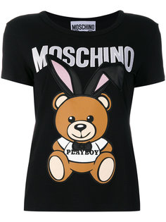 футболка с принтом медведя Playboy Moschino