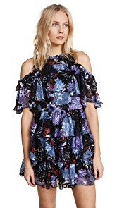 alice + olivia Nichola Cold Shoulder Ruffled Party Dress