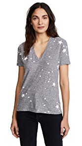 MONROW Relaxed V Neck with Printed Star Dust