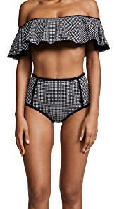 Jonathan Simkhai Mixed Gingham Bikini Bottoms