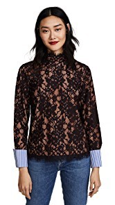 Scotch &amp; Soda/Maison Scotch High Neck Lace Top