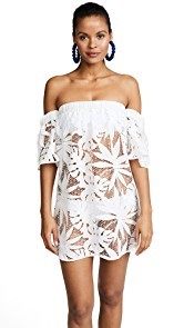 Milly Tropical Embroidery Netting Flutter Sleeve Coverup