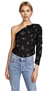 Rebecca Taylor One Shoulder Glitter Top