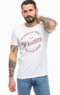Белая футболка с контрастным принтом Tom Tailor Denim