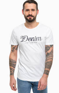 Белая хлопковая футболка с принтом Tom Tailor Denim