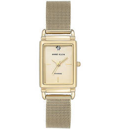 Золотистые часы прямоугольной формы Anne Klein