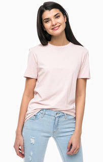 Однотонная розовая футболка из хлопка Selected