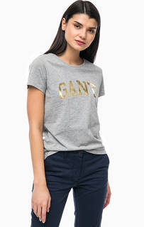 Хлопковая футболка с логотипом бренда Gant