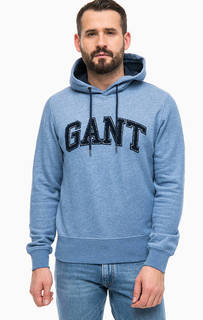 Синяя толстовка с логотипом бренда Gant