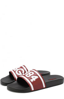 Резиновые шлепанцы с кожаной отделкой Dolce &amp; Gabbana