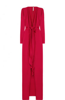 Платье-макси с глубоким V-образным вырезом и бантом Givenchy
