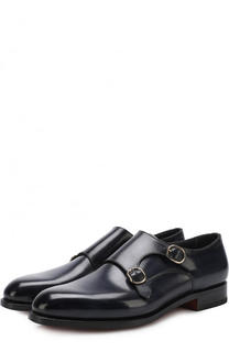 Кожаные монки с двумя пряжками Santoni