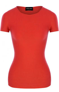 Однотонный приталенный топ с коротким рукавом Giorgio Armani