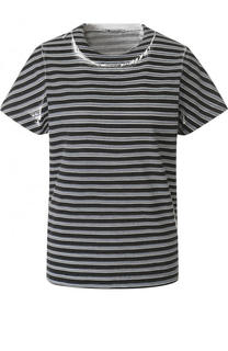 Однотонная хлопковая футболка в полоску T by Alexander Wang