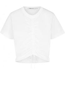 Однотонная хлопковая футболка с драпировкой T by Alexander Wang