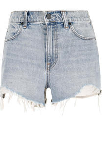 Джинсовые мини-шорты с потертостями Denim X Alexander Wang
