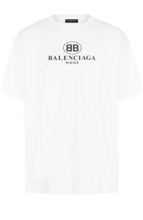 Хлопковая футболка с логотипом бренда Balenciaga