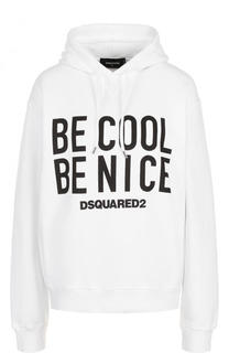 Хлопковая толстовка свободного кроя с надписью Dsquared2