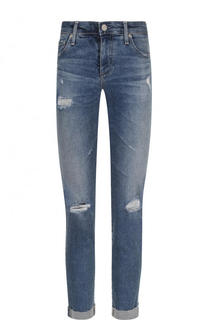 Укороченные джинсы-скинни с потертостями Ag