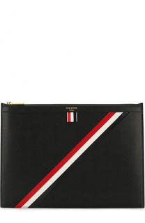 Кожаная папка для документов на молнии с контрастными полосками Thom Browne