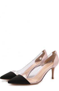Комбинированные туфли Plexi на шпильке Gianvito Rossi