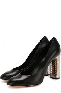 Кожаные туфли на декорированном каблуке Casadei