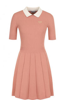 Вязаное мини-платье с контрастным отложным воротником REDVALENTINO